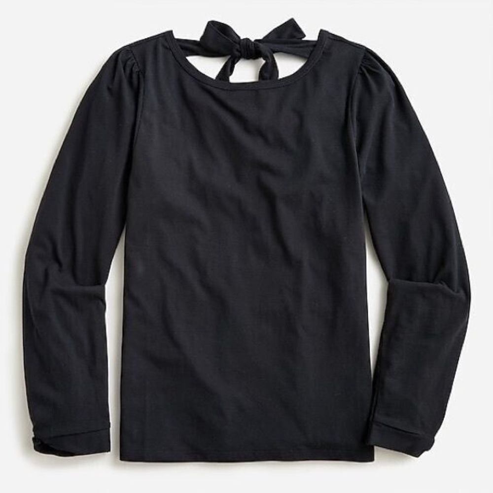 J. Crew Black Long Sleeve Tie-Back Top